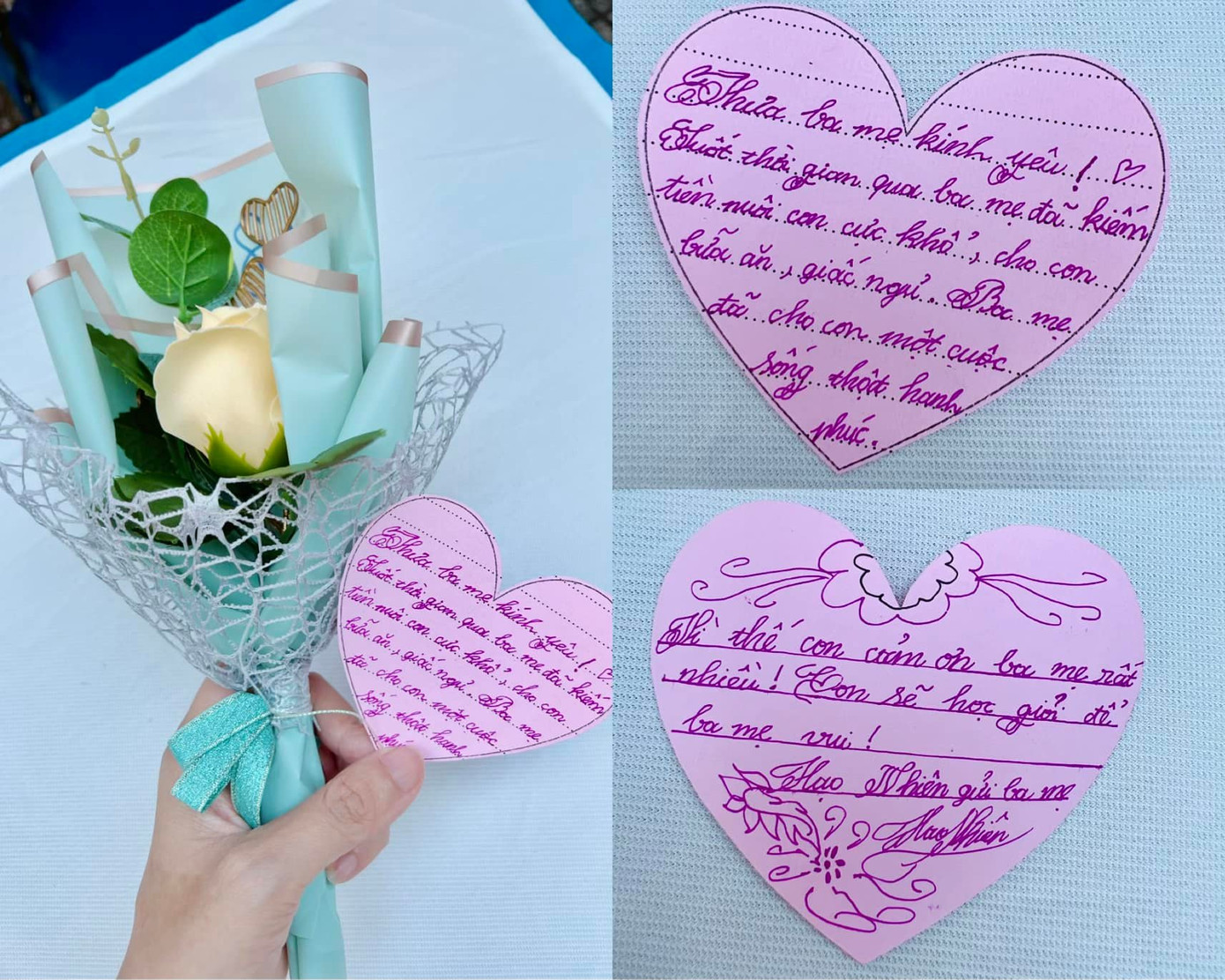 Rio Hạo Nhiên viết thư tay đầy tình cảm gửi bố mẹ nhân dịp cậu bé tốt nghiệp Tiểu học.