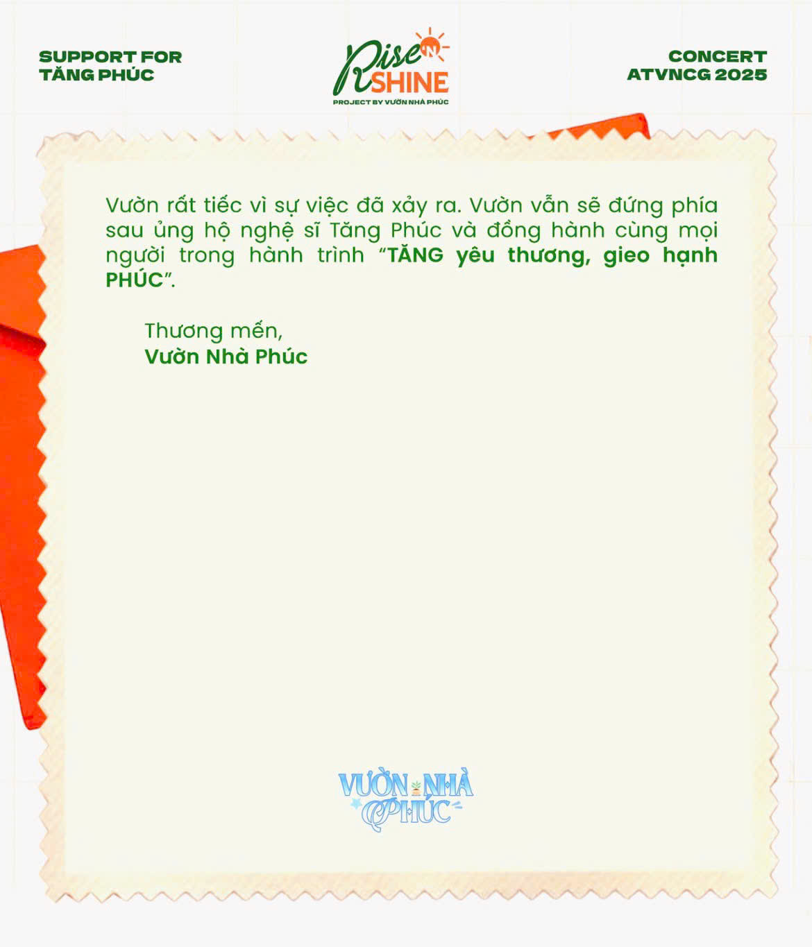 BTC của dự án lên tiếng trước khi sự việc đi quá xa. Nguồn: @vuon_nha_phuc