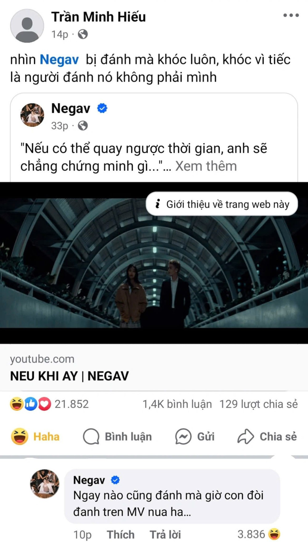 Vào thời điểm NEGAV ra mắt Nếu Khi Ấy, HURRYKNG và HIEUTHUHAI cũng nhiệt tình ủng hộ. Vào thời điểm NEGAV ra mắt Nếu Khi Ấy, HURRYKNG và HIEUTHUHAI cũng nhiệt tình ủng hộ.