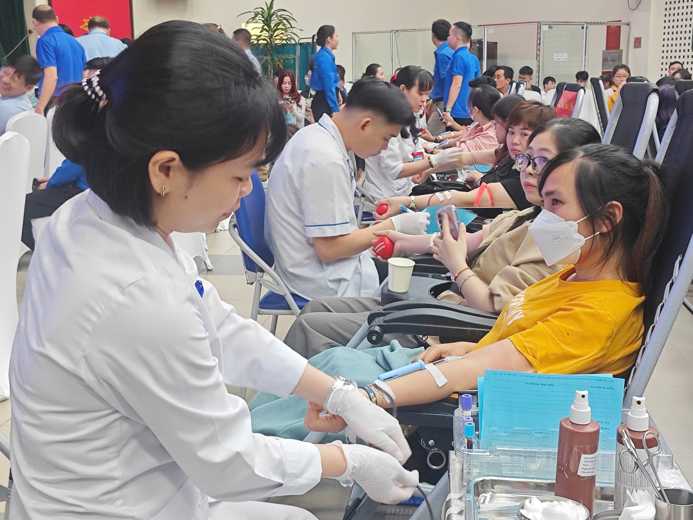 Hàng ngàn bạn trẻ tham gia hiến máu tại Ngày hội hiến máu “Có hẹn với thanh xuân” nhân dịp sinh nhật Đoàn - Ảnh: D.LIỄU Hàng ngàn bạn trẻ tham gia hiến máu tại Ngày hội hiến máu “Có hẹn với thanh xuân” nhân dịp sinh nhật Đoàn - Ảnh: D.LIỄU