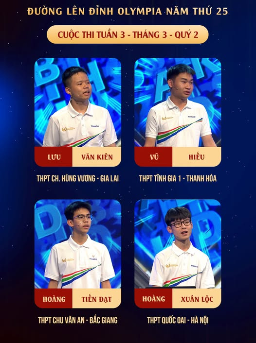 Bốn thí sinh trong vòng thi tuần cuối cùng của tháng 3. Nguồn: Fanpage Đường Lên Đỉnh Olympia