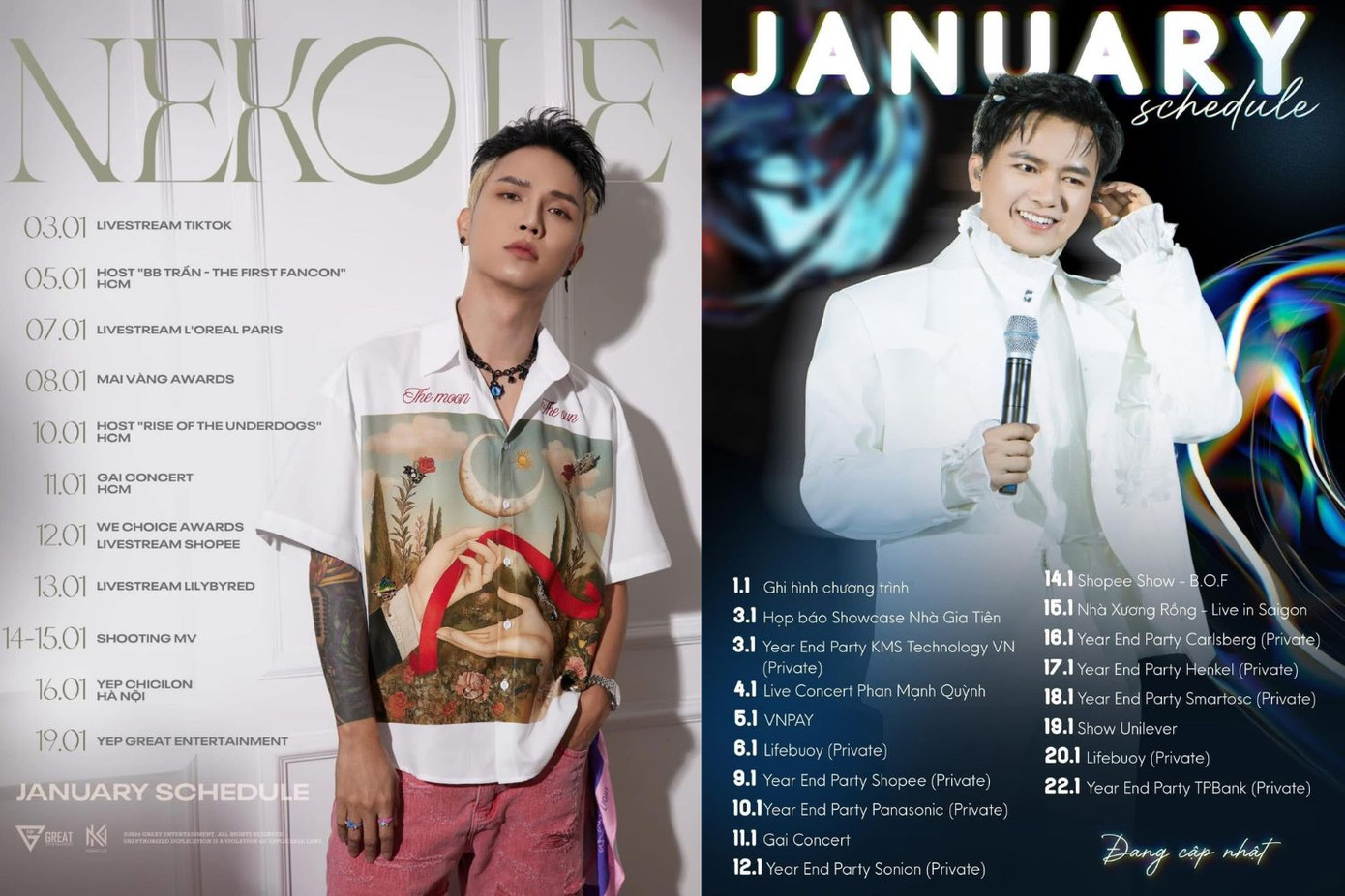 Neko Lê, Bùi Công Nam đang có chuỗi ngày chạy sô liên tục.