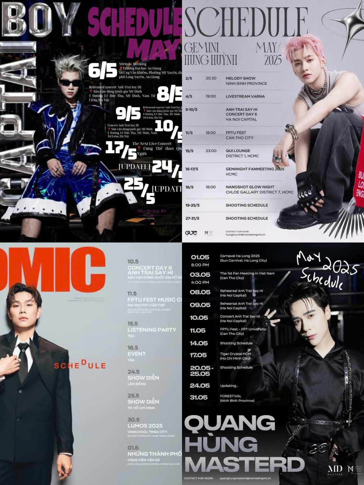 Quang Hùng MasterD, Duong Domic, Captainboy... cũng nhanh chóng lấp đầy lịch trình bằng loạt show diễn.