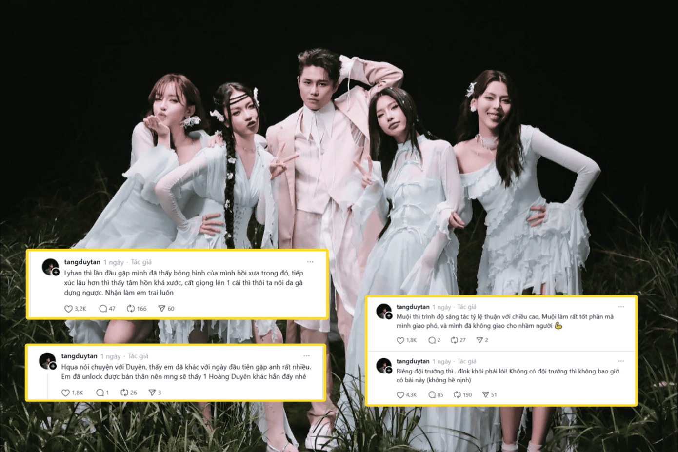 Nam ca sĩ cho thấy sự quan sát tinh tế với từng thành viên trong nhóm. Nam ca sĩ cho thấy sự quan sát tinh tế với từng thành viên trong nhóm.