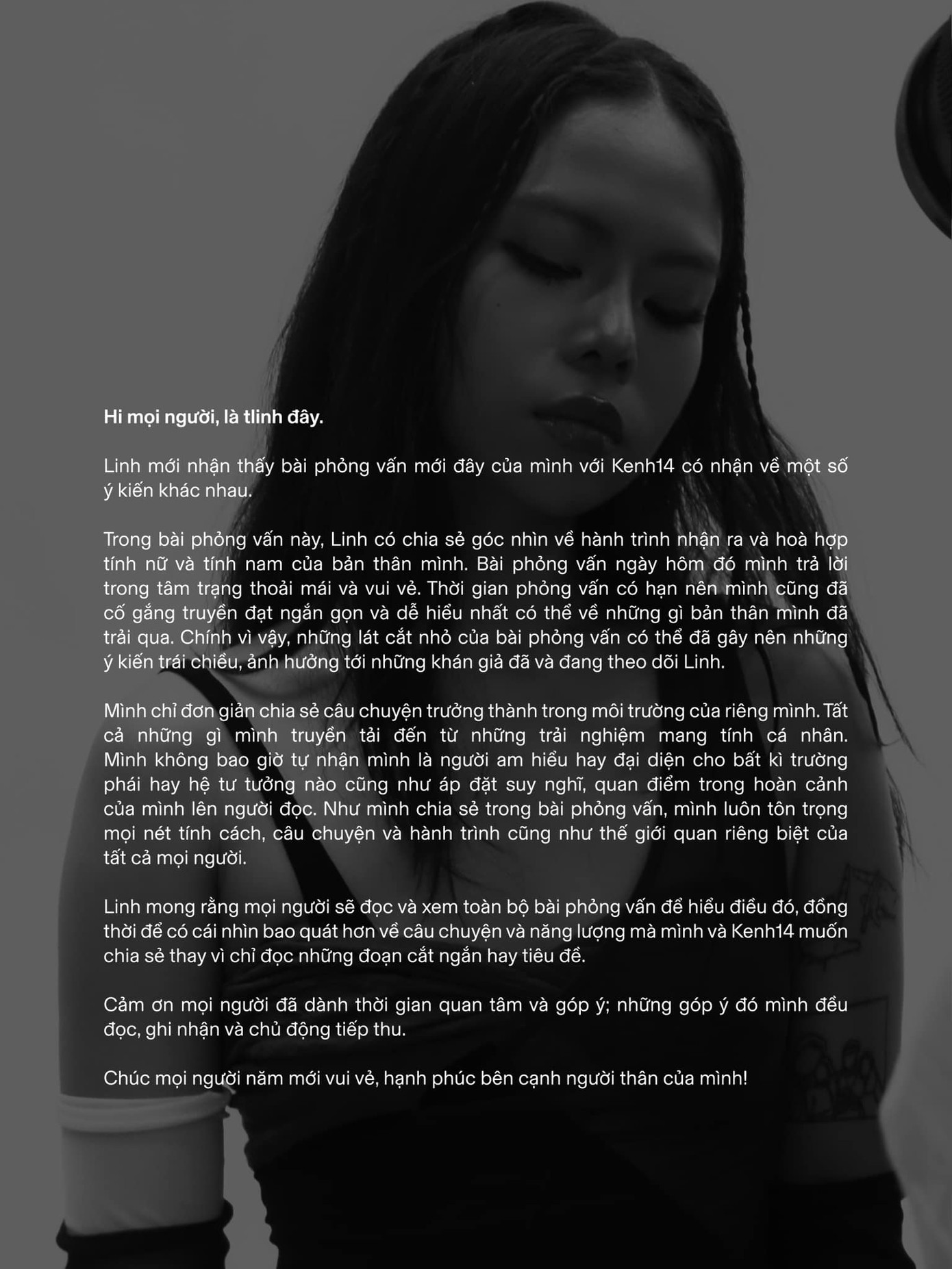 tlinh ghi nhận ý kiến của khán giả và nhanh chóng có phản hồi về luồng ý kiến đang gây tranh cãi về "tính nam", "tính nữ". tlinh ghi nhận ý kiến của khán giả và nhanh chóng có phản hồi về luồng ý kiến đang gây tranh cãi về "tính nam", "tính nữ".