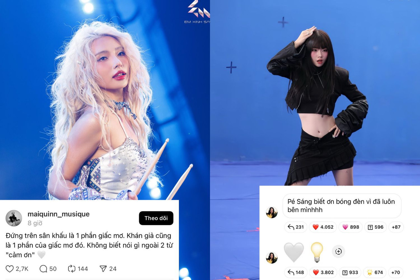 MAIQUINN và Ánh Sáng AZA gửi lời cảm ơn fan sau buổi ghi hình Live Stage 3. MAIQUINN và Ánh Sáng AZA gửi lời cảm ơn fan sau buổi ghi hình Live Stage 3.