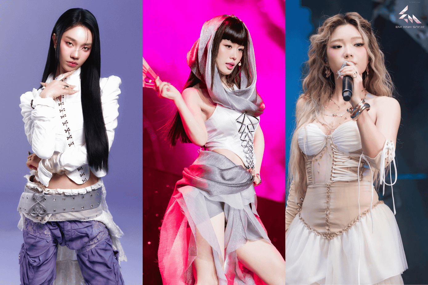 Han Sara, Danmy và Hoàng Duyên từng ghi dấu ấn đậm nét tại nhiều sân chơi âm nhạc. Han Sara, Danmy và Hoàng Duyên từng ghi dấu ấn đậm nét tại nhiều sân chơi âm nhạc.