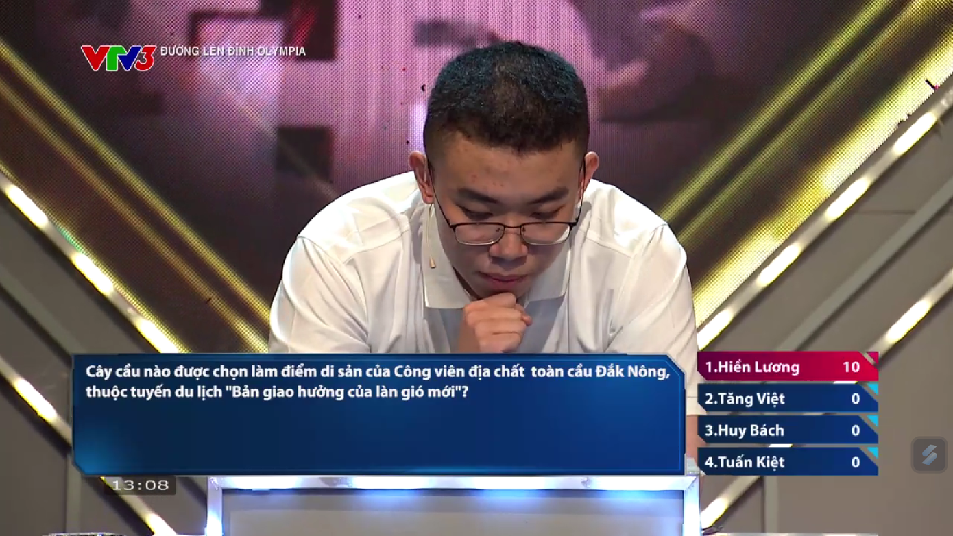 Nguyễn Hiền Lương mở màn vòng thi Khởi động. Nguyễn Hiền Lương mở màn vòng thi Khởi động.