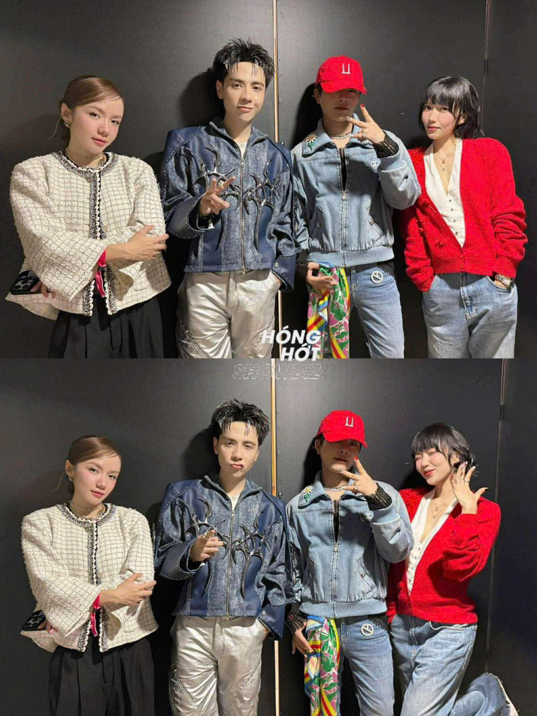 Quang Hùng hội ngộ cùng dàn sao Việt Rhyder, Phương Ly, Diệu Nhi tại concert. Ảnh: Hóng hớt Showbiz.