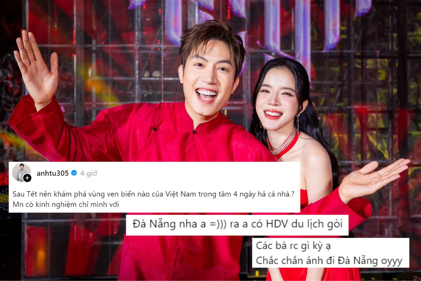 Netizen gợi ý Anh Tú khám phá biển Đà Nẵng, bởi có "cô hàng xóm" LyLy làm hướng dẫn viên du lịch. Netizen gợi ý Anh Tú khám phá biển Đà Nẵng, bởi có "cô hàng xóm" LyLy làm hướng dẫn viên du lịch.