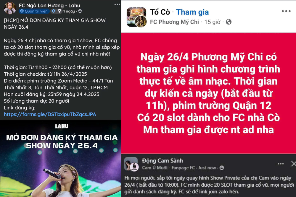 Một số FC nghệ sĩ đăng bài rủ nhau tham gia cổ vũ.