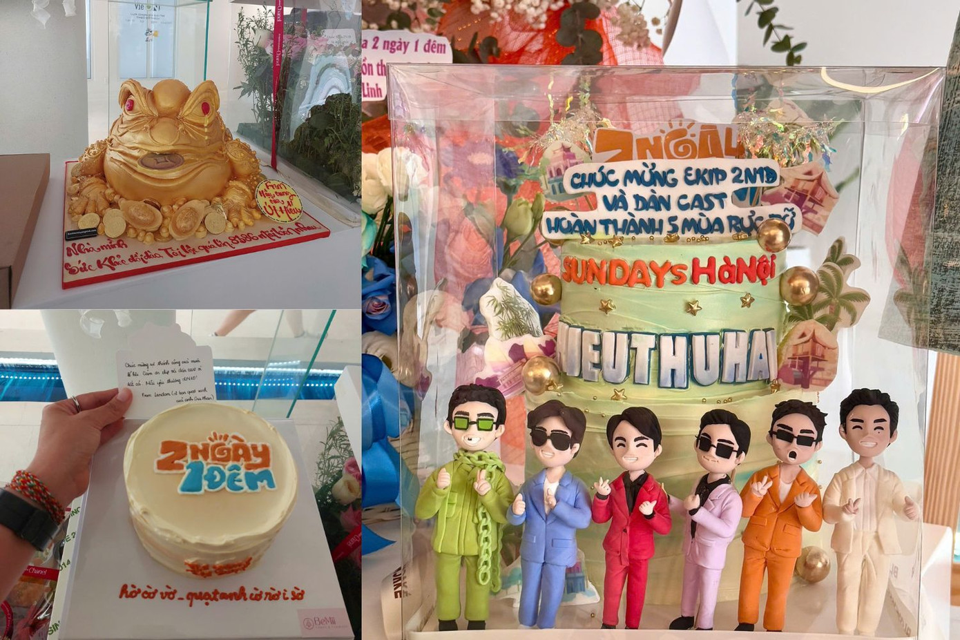 Fan tinh tế tặng những chiếc bánh kem dễ thương, tái hiện hình ảnh &quot;thương hiệu&quot; của dàn cast. Ảnh: 2 Ngày 1 Đêm Vietnam