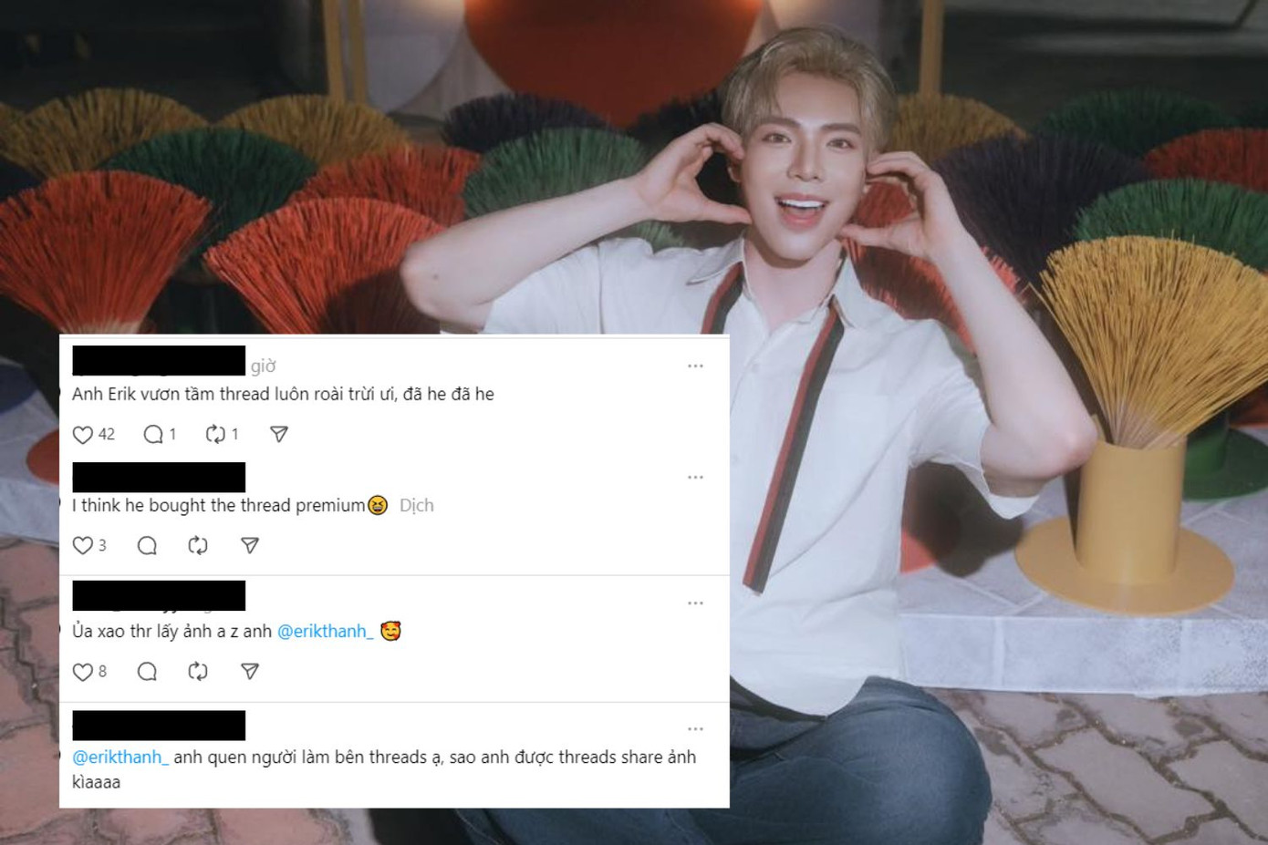 Fan hài hước thắc mắc về lý do ERIK lại được Threads "bế" lên trang chủ. Fan hài hước thắc mắc về lý do ERIK lại được Threads "bế" lên trang chủ.