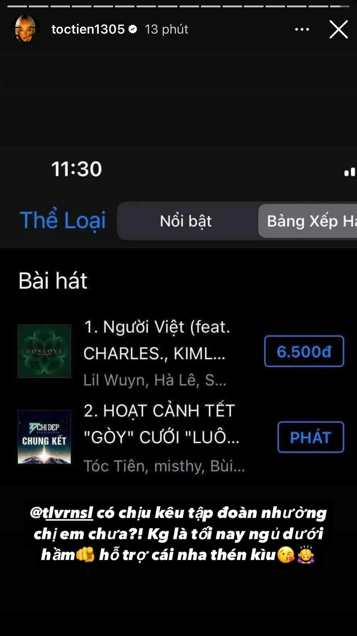 Story của Tóc Tiên khiến người xem cười ngất bởi "ai rồi cũng sợ nóc nhà thôi". Story của Tóc Tiên khiến người xem cười ngất bởi "ai rồi cũng sợ nóc nhà thôi".
