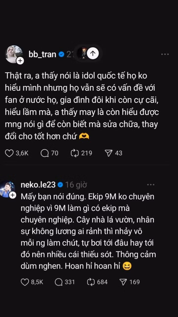 BB Trần và Neko Lê lên tiếng giải thích giữa lùm xùm.