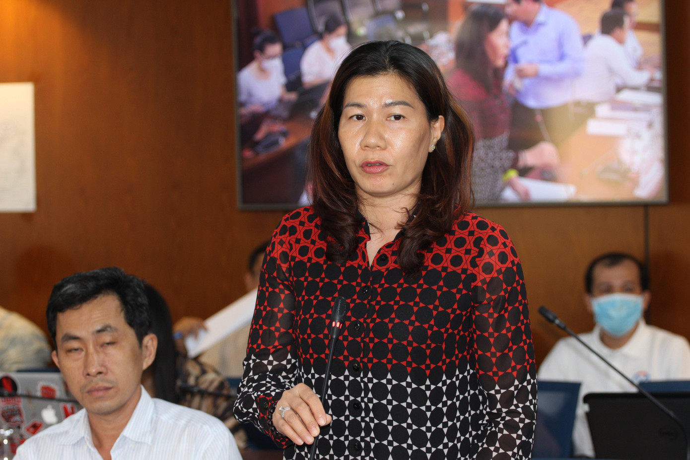 Bà Vũ Minh Huyền cung cấp thông tin về dự án Metro và sự cố 2 toa tàu bị bôi bẩn tại buổi họp báo chiều 16/6 Bà Vũ Minh Huyền cung cấp thông tin về dự án Metro và sự cố 2 toa tàu bị bôi bẩn tại buổi họp báo chiều 16/6