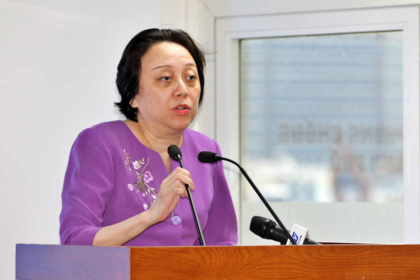 Bà Phạm Khánh Phong Lan cung cấp thông tin tại buổi họp báo chiều 4/4/2022 Bà Phạm Khánh Phong Lan cung cấp thông tin tại buổi họp báo chiều 4/4/2022