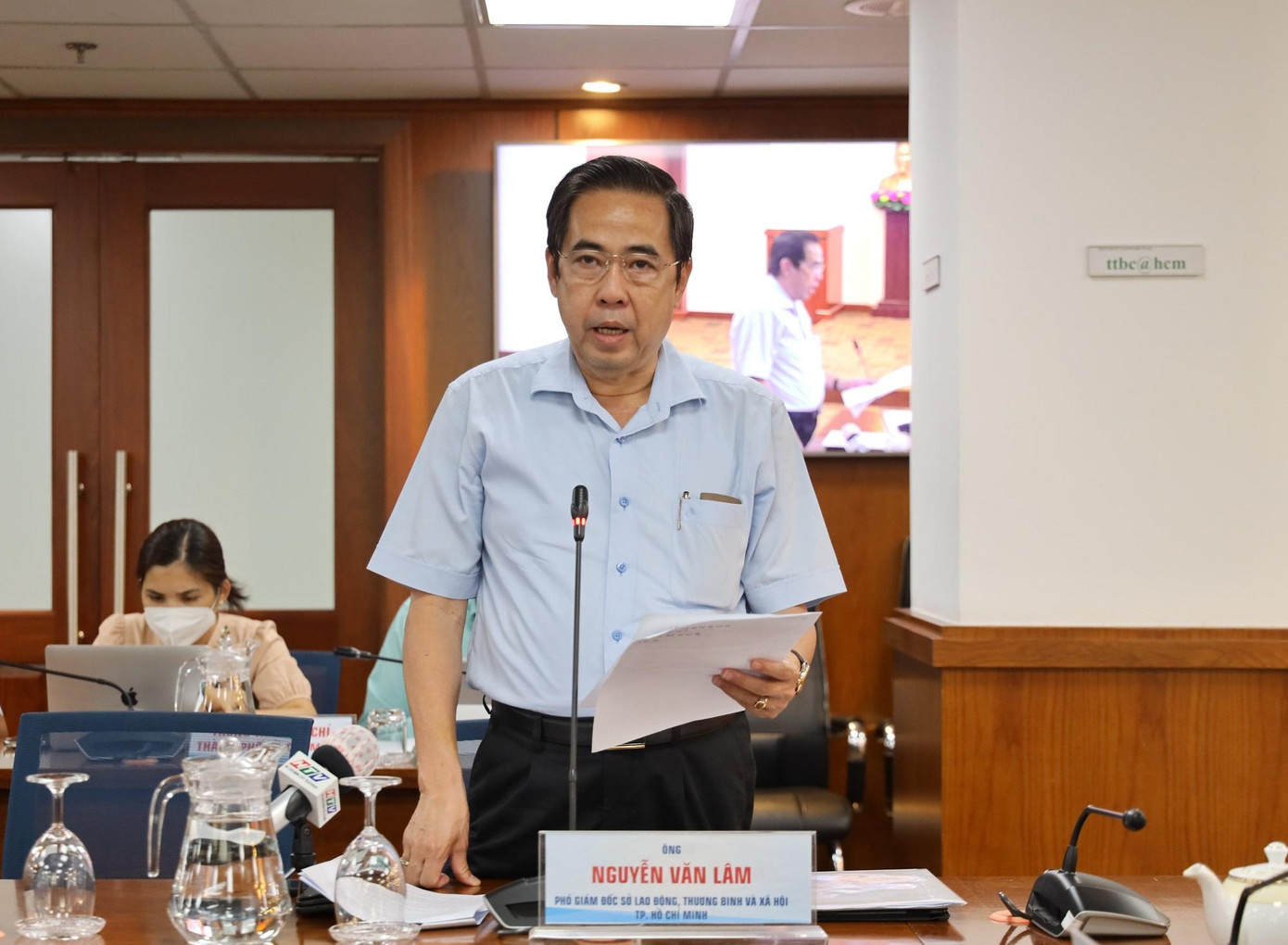 Ông Nguyễn Văn Lâm thông tin về tiến độ giải ngân tiền hỗ trợ người lao động thuê nhà trọ