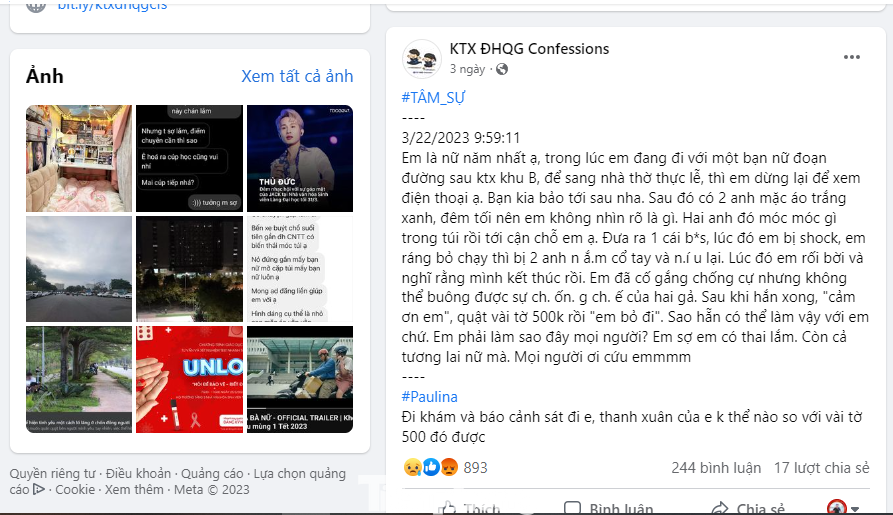 Bài viết trên fanpage KTX ĐHQG Confessions gây hoang mang dư luận