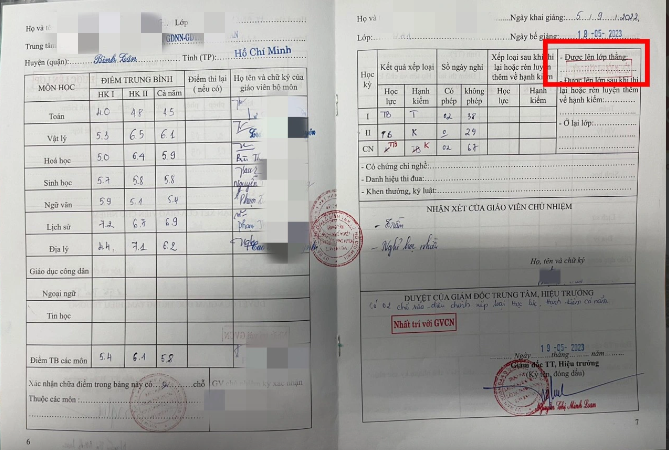 Học bạ của H.C.G