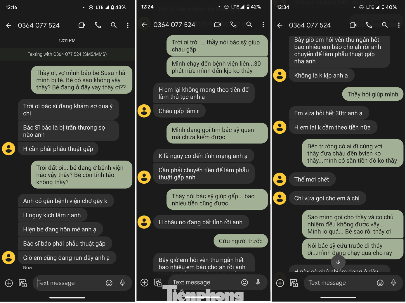 Tin nhắn của người tự xưng giáo viên nhắn lừa phụ huynh chuyển tiền khi con đang cấp cứu Tin nhắn của người tự xưng giáo viên nhắn lừa phụ huynh chuyển tiền khi con đang cấp cứu
