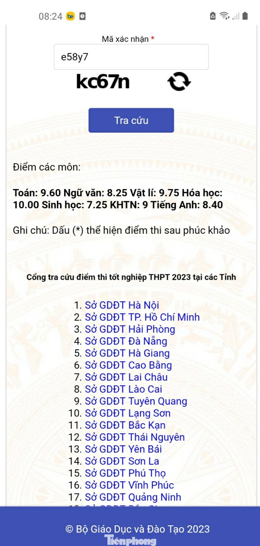 Điểm thi tốt nghiệp THPT 2023 của thí sinh Trần Nguyệt Hằng, Trường TH- THCS- THPT Lê Thánh Tông