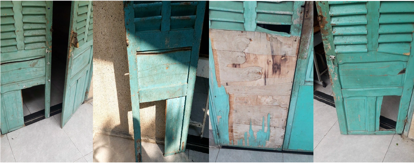 Hình ảnh cửa lớp của Trường Tiểu học Hà Huy Giáp bị hư hỏng (ảnh: NTCC)