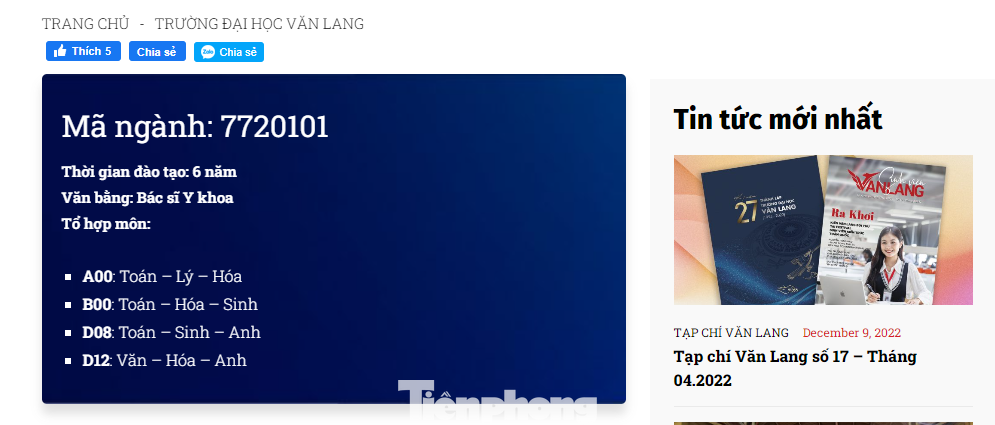 Tuyển sinh ngành Y Trường ĐH Văn Lang có môn Văn gây xôn xao dư luận