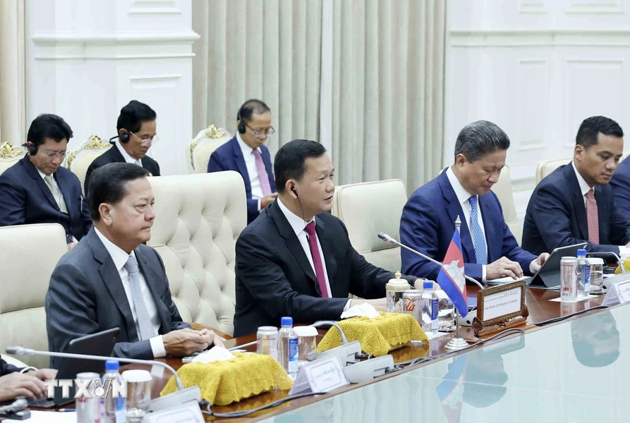 Thủ tướng Campuchia Hun Manet phát biểu. (Ảnh: Nhan Sáng/TTXVN) Thủ tướng Campuchia Hun Manet phát biểu. (Ảnh: Nhan Sáng/TTXVN)