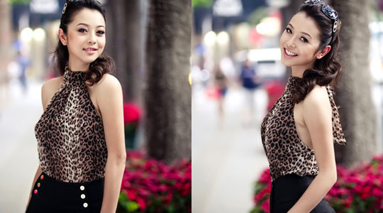 Jennifer Phạm sành điệu với chiếc áo yếm da báo cách tân..