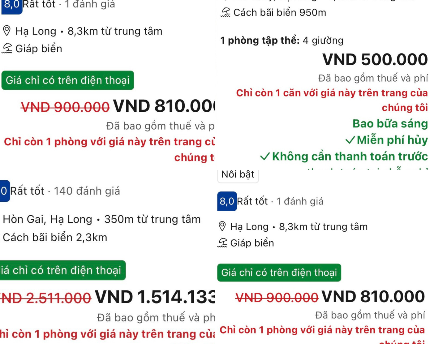 Số lượng phòng giá rẻ hạn chế ở khu vực trung tâm thành phố Hạ Long. Ảnh: Booking.