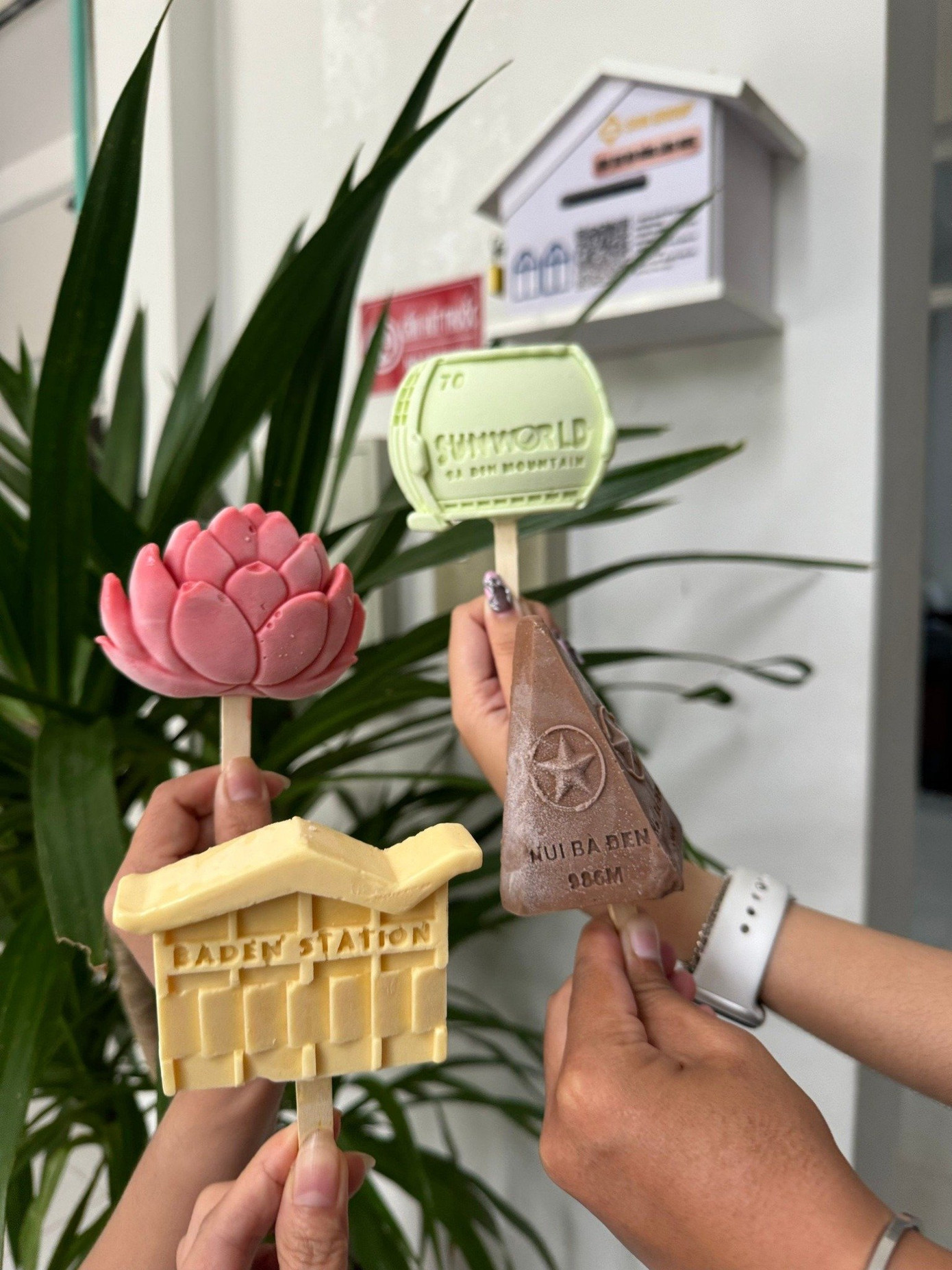 Tại Tây Ninh, xuất hiện nhiều que kem in biểu tượng của địa điểm nổi tiếng. Ảnh: ivivu.