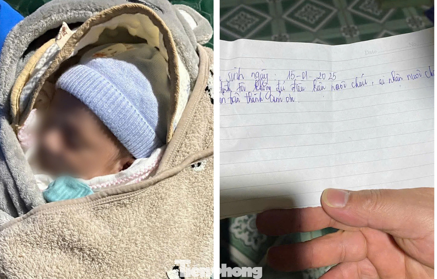 Cháu bé khoảng 1 tuần tuổi bị bỏ rơi trong đêm tối cùng lời nhắn của người thân. Cháu bé khoảng 1 tuần tuổi bị bỏ rơi trong đêm tối cùng lời nhắn của người thân.