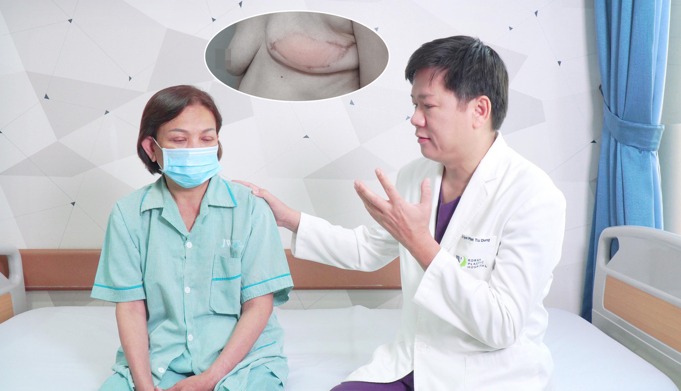 Bác sĩ Tú Dung động viên tinh thần bệnh nhân bị cắt tuyến vú sau điều trị ung thư