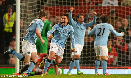 Niềm vui chiến thắng của các cầu thủ Man City