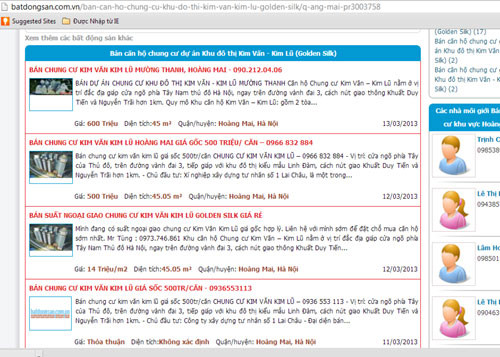 Trên thị trường, các trang mạng tình trang rao bán căn hộ dự án Kim Văn - Kim Lũ nhan nhản . Trên thị trường, các trang mạng tình trang rao bán căn hộ dự án Kim Văn - Kim Lũ nhan nhản