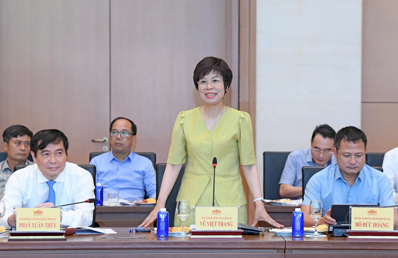 Tổng Giám đốc Thông tấn xã Việt Nam Vũ Việt Trang phát biểu tại cuộc gặp mặt. Ảnh: Lâm Hiển Tổng Giám đốc Thông tấn xã Việt Nam Vũ Việt Trang phát biểu tại cuộc gặp mặt. Ảnh: Lâm Hiển