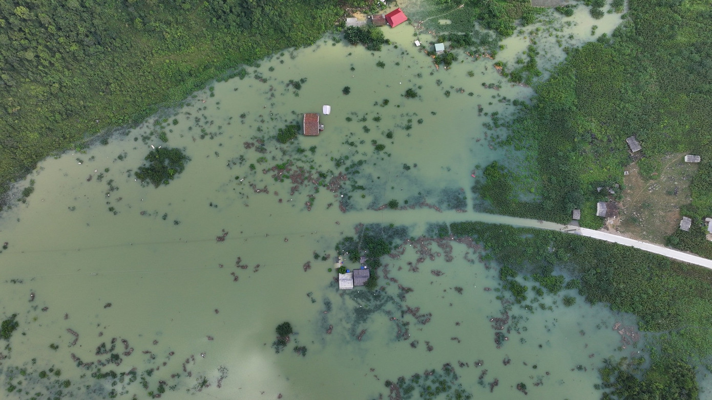 "Địa phương là xã nghèo với 100% dân số là người Nùng và Mông, kinh tế chủ yếu phụ thuộc vào cây nông nghiệp. Trận lụt đã khiến 56ha đất trồng cây nông nghiệp bị ngập hoàn toàn, trong đó có 35ha ngô, còn lại là cây hoa màu khác" ông Bào nói. Ảnh: CBH