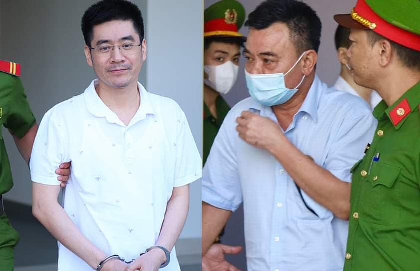 Bị cáo Hoàng Văn Hưng (trái) và Nguyễn Anh Tuấn (phải). Bị cáo Hoàng Văn Hưng (trái) và Nguyễn Anh Tuấn (phải).