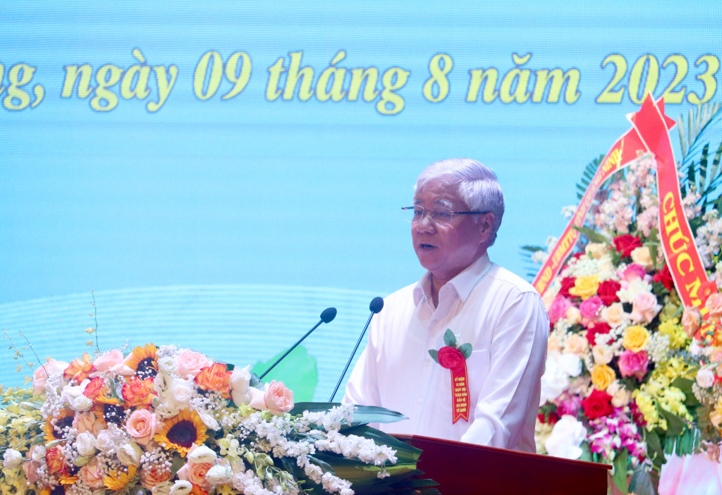 Ông Đỗ Văn Chiến, Bí thư Trung ương Đảng, Chủ tịch Ủy ban Trung ương MTTQ Việt Nam, phát biểu tại Ngày hội. Ảnh QMG.