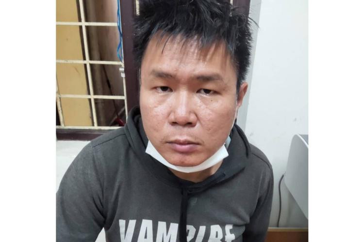 Đối tượng Trần Quang Minh tại cơ quan công an.