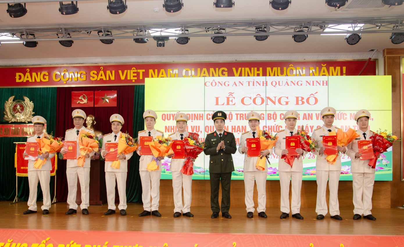 Trao Quyết định của Giám đốc Công an tỉnh về việc điều động lãnh đạo cấp phòng, Công an cấp huyện.