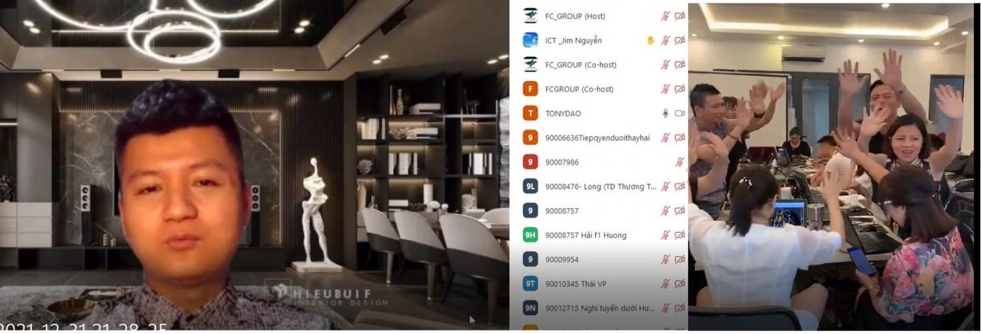 Buổi họp Zoom và tổ chức “đọc lệnh” tại 1 điểm văn phòng sàn SFX tại Quảng Ninh.