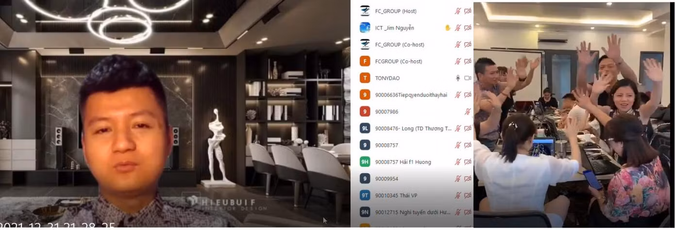 Buổi họp Zoom và tổ chức “đọc lệnh” tại 1 điểm văn phòng sàn SFX tại Quảng Ninh.