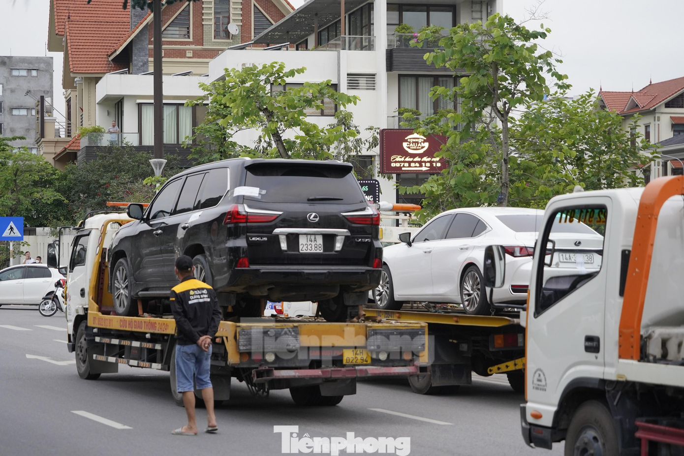 Riêng chiếc xe Lexus 570 có màu đen. Riêng chiếc xe Lexus 570 có màu đen.