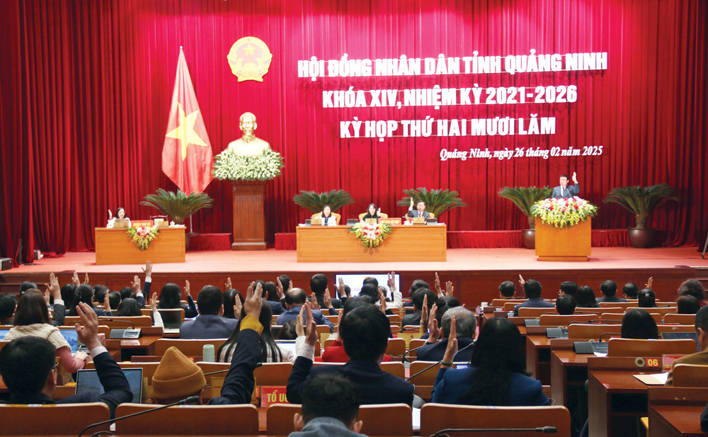 Đại biểu HĐND tỉnh thông qua nghị quyết tại kỳ họp.