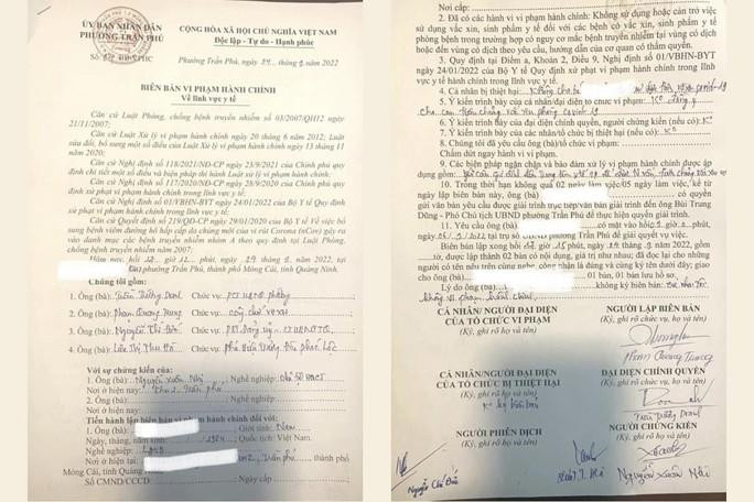 Biên bản vi phạm hành chính do UBND phường Trần Phú, (TP. Móng Cái, tỉnh Quảng Ninh) lập. Biên bản vi phạm hành chính do UBND phường Trần Phú, (TP. Móng Cái, tỉnh Quảng Ninh) lập.