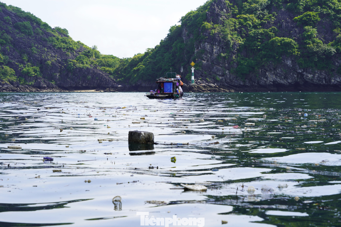 Rác thải trên vịnh Hạ Long đa số là phao xốp bị loại thải từ các bè nuôi trồng thủy sản ở các khu vực lân cận vứt bỏ. Rác thải trên vịnh Hạ Long đa số là phao xốp bị loại thải từ các bè nuôi trồng thủy sản ở các khu vực lân cận vứt bỏ.