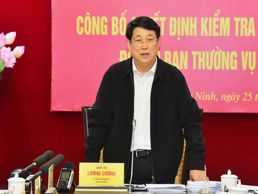 Chủ tịch nước Lương Cường phát biểu chỉ đạo.