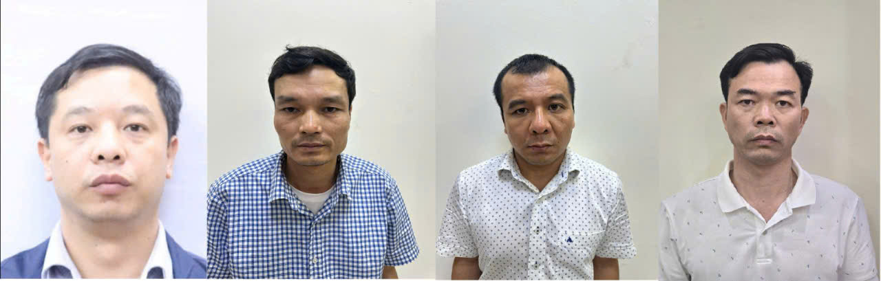 Các bị can Tặng, Tiến, Huy và Chuẩn (từ trái qua phải). Ảnh: Công an cung cấp. Các bị can Tặng, Tiến, Huy và Chuẩn (từ trái qua phải). Ảnh: Công an cung cấp.